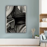 Canvas Schilderij Abstract - Zwart - Wit - Lijnen - 90x120 cm - Wanddecoratie