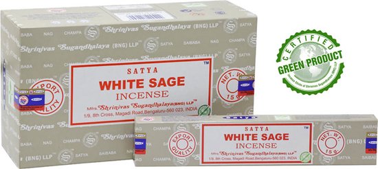 Zentana  Satya Wierook Stokjes - White Sage - Witte Salie Wierookstokjes - 15 Gram - 1 STUK - Satya
