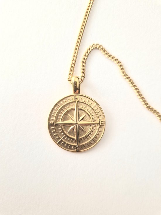 Ketting Compass - NotsoSupermom - 18k goud - Herenketting - 60 cm - cadeautje voor hem - kompas