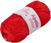 Apollo glitter katoen garen rood (2707) - 5 bollen