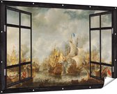 Gards Tuinposter Doorkijk Slag bij Terheide - Jan Abrahamsz. Beerstraten - 180x120 cm - Tuindoek - Tuindecoratie - Wanddecoratie buiten - Tuinschilderij