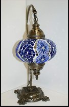 Mozaïek Lamp - Oosterse Lamp - Turkse Lamp - Tafellamp - Marokkaanse Lamp - Boogmodel - Ø 15 cm - Hoogte 42 cm - Handgemaakt - Authentiek - Blauw