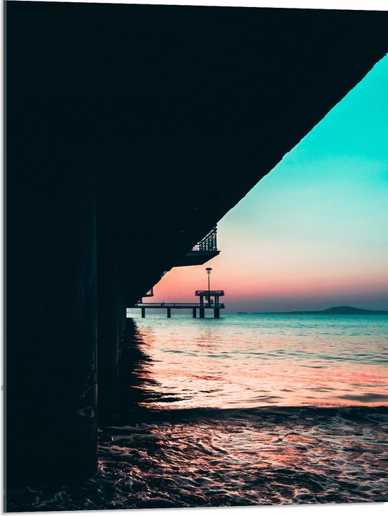 Acrylglas - Zee bij Kleurrijke Zonsondergang - 60x80 cm Foto op Acrylglas (Wanddecoratie op Acrylaat)