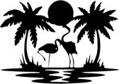 Djemzy - muurdecoratie woonkamer - wanddecoratie - hout - dieren - flamingo's - zwart - 6 mm mdf