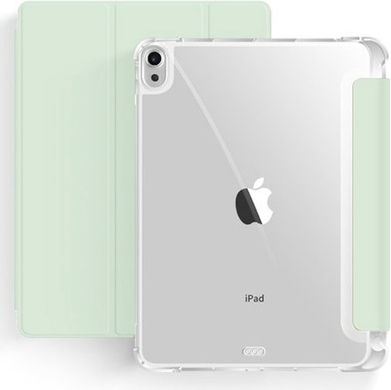 Mobiq - Clear Back Folio Case geschikt voor iPad 10.9 inch 2022 - mintgroen/transparant