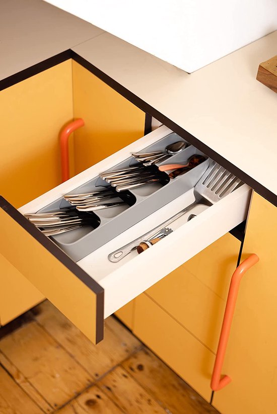 Luxe Acacia Keuken Lade Organizer - Zilverwerk Organizer - Gebruiksvoorwerp Houder en Bestek Lade Met Gegroefde Ladeverdelers voor Bestek En Keukengerei (8 Slot), 17*12.4*2 inch Luxe Acacia Keuken Lade Organizer - Zilverwerk Organizer - Gebruiksvoorwerp Houder en Bestek Lade Met Gegroefde Ladeverdelers voor Bestek En Keukengerei (8 Slot), 17*12.4*2 inch