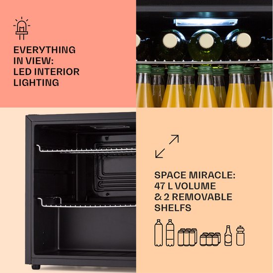 Klarstein Mini Koelkast met Glazen Deur, Kleine Stille Mini Koelkast voor Kamer & Tuin, Indoor/Outdoor Drankkoelkast met IoT/App-bediening, Koelkast voor Cosmetica & Dranken, 5–18 °C, 47 L van Klarstein — afbeelding 3