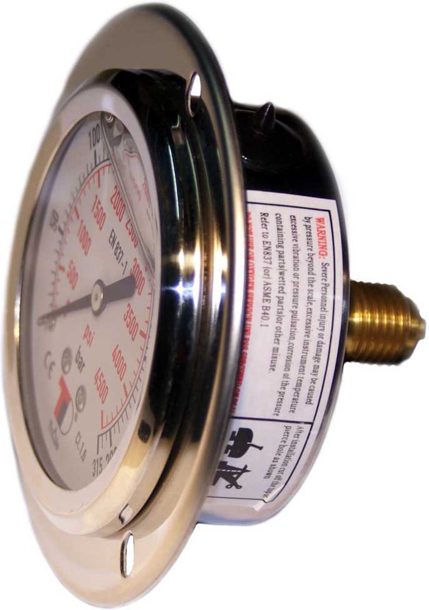 Metalsub Compressor 63 Mm Paneelmanometer Zilver