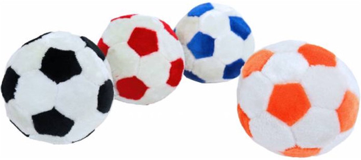 Pluche voetbal met piep - Kleur assorti - 22 cm