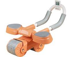 Sportschool Multifunctioneel Automatische Rebound Voor Abs Six Pack Training Apparatuur Voor Thuis Buikspieren Trainen, Buikspier Buik Wiel Elleboog Ondersteuning + Knie mat Oranje + Arm Steun + Timer Scherm, Stop Watch + Push up Elleboog Assistant