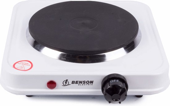 Foto: Benson compacte elektrische kookplaat 1000 watt wit 21 x 21 x 6 cm