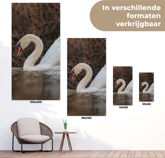 Affiche de jardin Cygne - Water - Animaux - Vogel - 30x60 cm - Toile de jardin - Poster extérieur