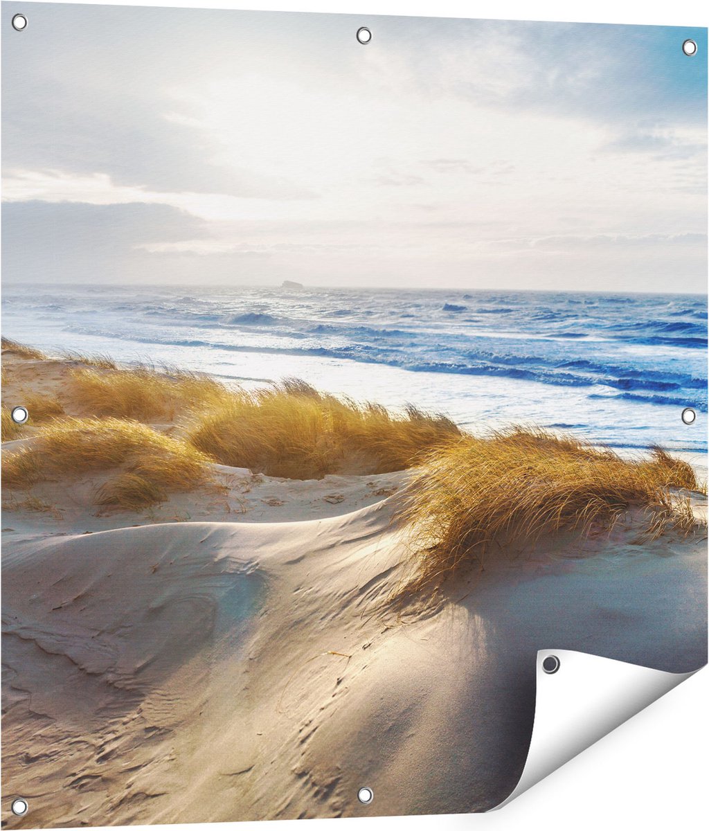 Gards Tuinposter Duinen en Zee - 80x80 cm - Tuindoek - Tuindecoratie - Wanddecoratie buiten - Tuinschilderij Multikleur