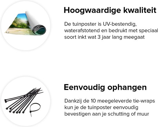 Gards Poster de jardin Plage tropicale au bord de la mer bleu clair - 80x100 cm - Toile de jardin - Décoration de jardin - Décoration murale extérieure - Tableau de jardin