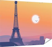 Gards Tuinposter Illustratie van de Eiffeltoren in Parijs - 160x120 cm - Tuindoek - Tuindecoratie - Wanddecoratie buiten - Tuinschilderij