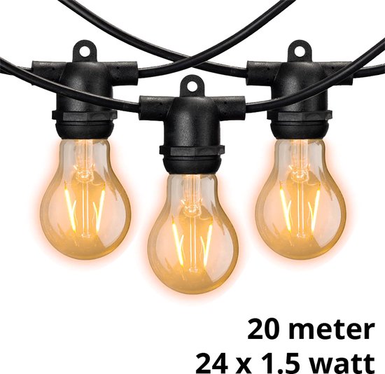 Lybardo lichtsnoer buiten - Lichtslinger - 20 meter inclusief 24 warm witte  lampjes... | bol.com