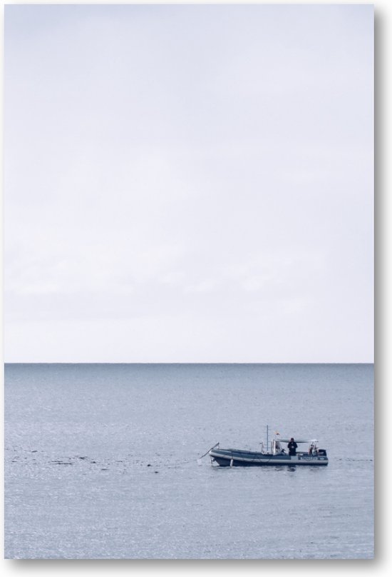 Baai met boot - Lanzarote - Foto op Plexiglas 60x90