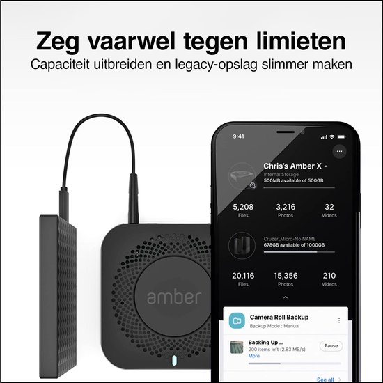 Amber X - Slimme Persoonlijke Hybride Cloud Opslag - NAS - 512 GB SSD - 6 Core ARM-Processor