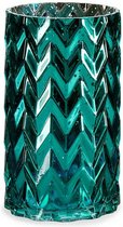 Giftdecor - Bloemenvaas - luxe decoratie glas - turquoise blauw - 11 x 20cm