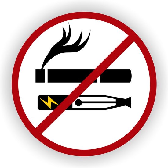E- Smoker Roken niet toegestaan verkeersbord sticker 20cm.