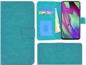 Pearlycase Hoes Wallet Book Case Turquoise Geschikt voor Samsung Galaxy A40