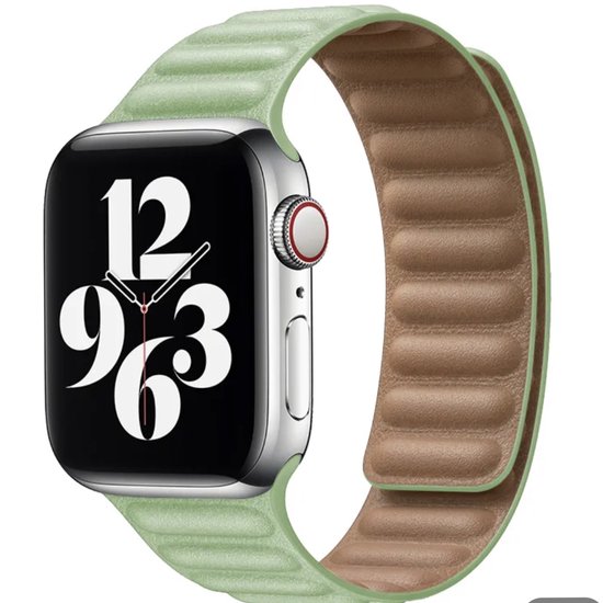Geschikt voor Apple Watch -horlogebandje- echt leer-modern ribbel design-maat 42/44/45/49mm- magnetische sluiting