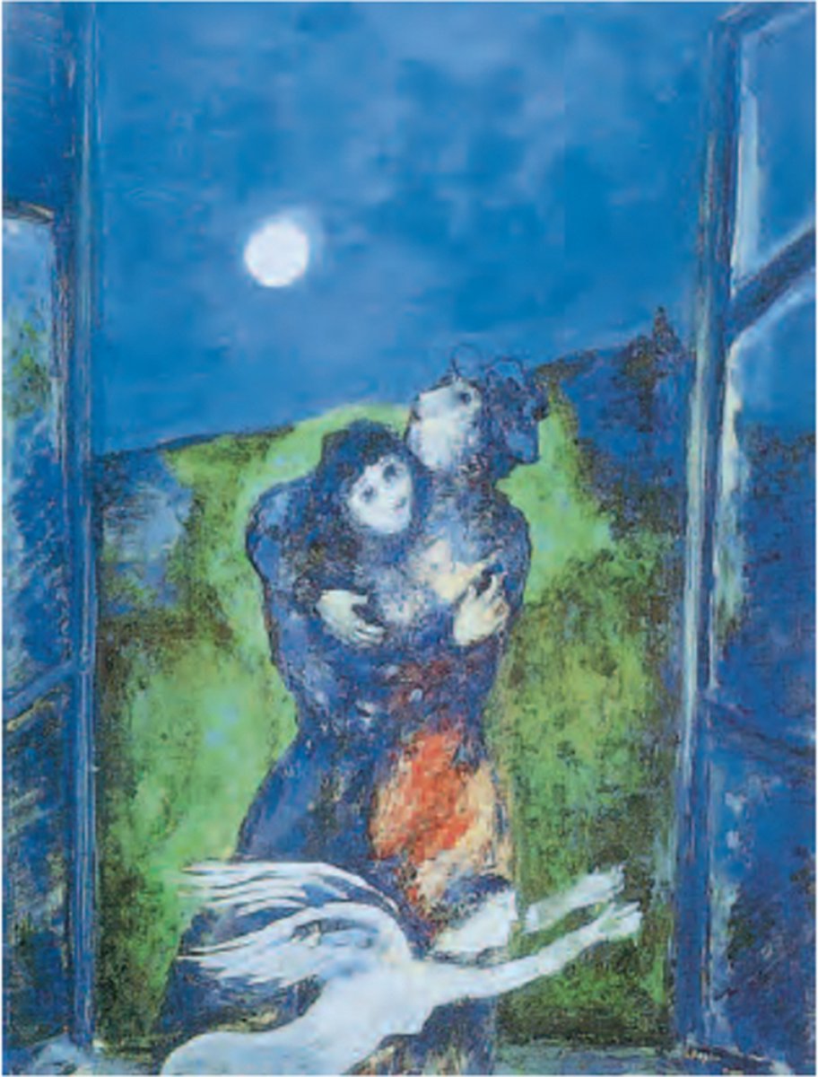 Catch Projecten Mini kunstposter - Marc Chagall - Lovers in the Moonlight - 24x30 cm Multicolor