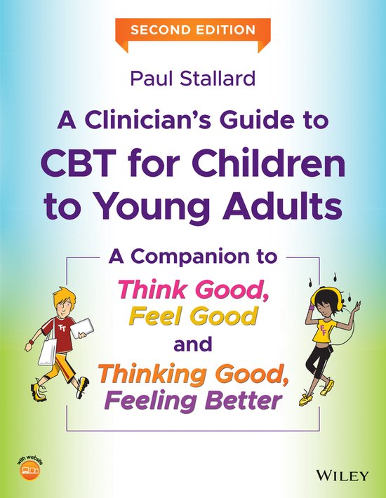 Tweede editie van "A Clinician's Guide to CBT for Children to Young Adults", met illustraties van twee jongeren.