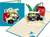 Popcards popupkaarten - Reis de wereld rond | Wereldreiziger Vakantie Vliegvakantie Avontuur Op Reis Koffer Wereldbol Planeet Vliegtuigpop-up kaart 3D wenskaart