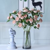 Zijden Boeket Camelia – 58cm hoog – 8 stelen - doe-het-zelf boeket – DIY – alle kunstbloemen los geleverd – Lente – multi color – Kunstbloemen - nep bloemen - nepbloemen - kunstplanten Roze