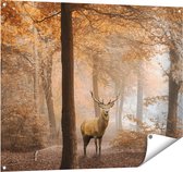 Gards Tuinposter Hert in het Bos - Herfst - 100x80 cm - Tuindoek - Tuindecoratie - Wanddecoratie buiten - Tuinschilderij