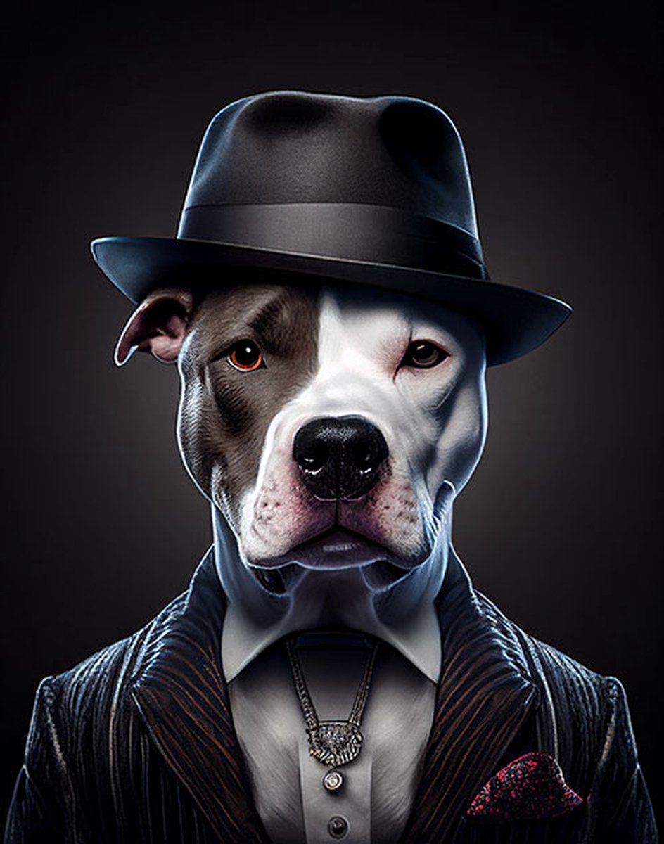 AI - Woondecoratie - Poster - Dieren - Hond - Pak - 37 - 80 x 120 cm