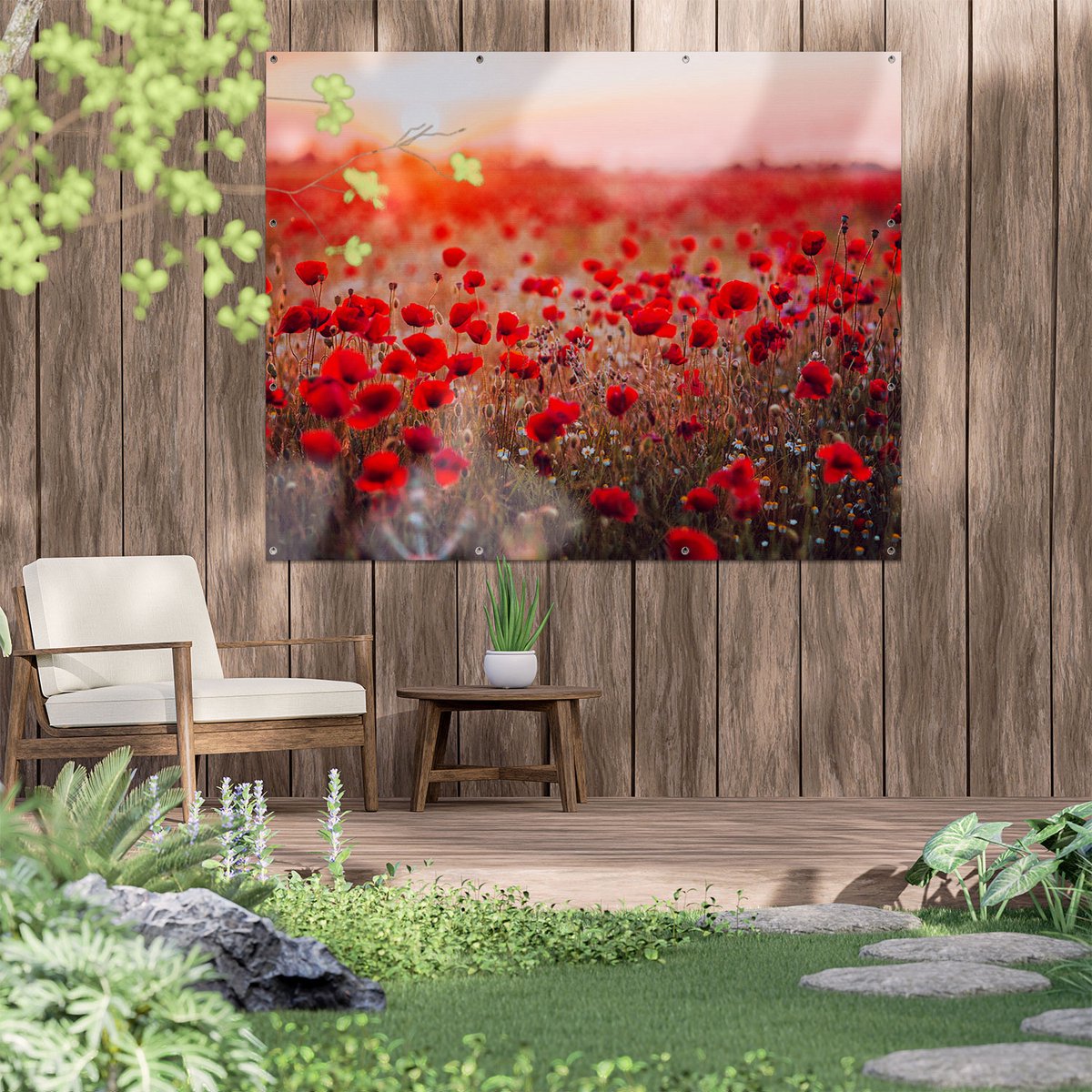 Tapis Rond Champ De Coquelicots – 60 Cm, Fausse Laine Et Polyester, Antidérapant, Lavable En Machine | Décoration Salon, Chambre