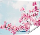 Gards Tuinposter Roze Bloesemboom - Bloemen - 80x60 cm - Tuindoek - Tuindecoratie - Wanddecoratie buiten - Tuinschilderij