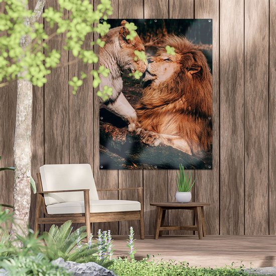 Gards Tuinposter Leeuw en Leeuwin Koppel Liefde 90x120 cm Tuindoek