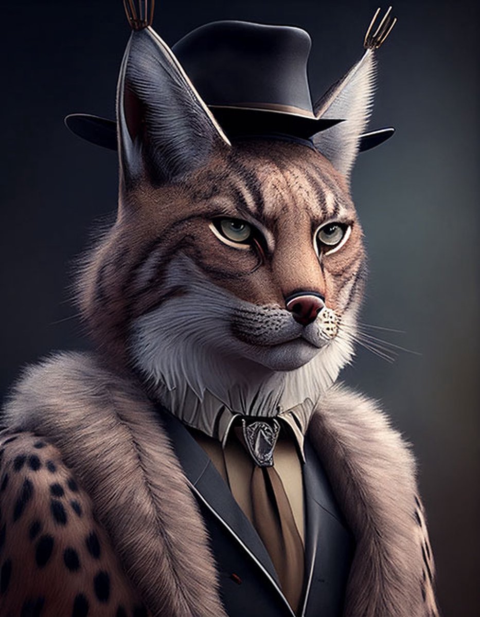 AI - Woondecoratie - Poster - Dieren - Kat - Pak - 34 - 70 x 100 cm