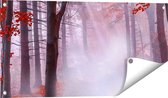 Gards Tuinposter Rood Bos met Bomen - 80x40 cm - Tuindoek - Tuindecoratie - Wanddecoratie buiten - Tuinschilderij