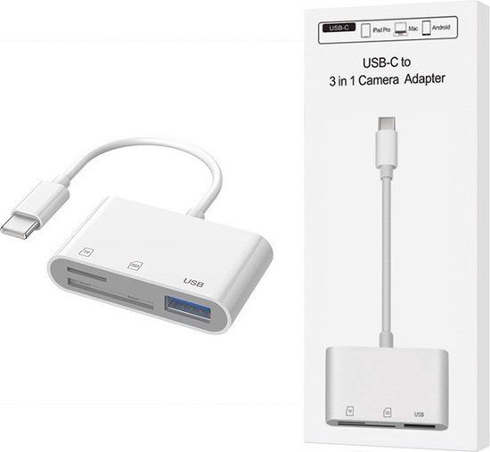 USB C to Micro SD TF Memory Card Reader, kaartlezer, 4 in 1 USB to Type
