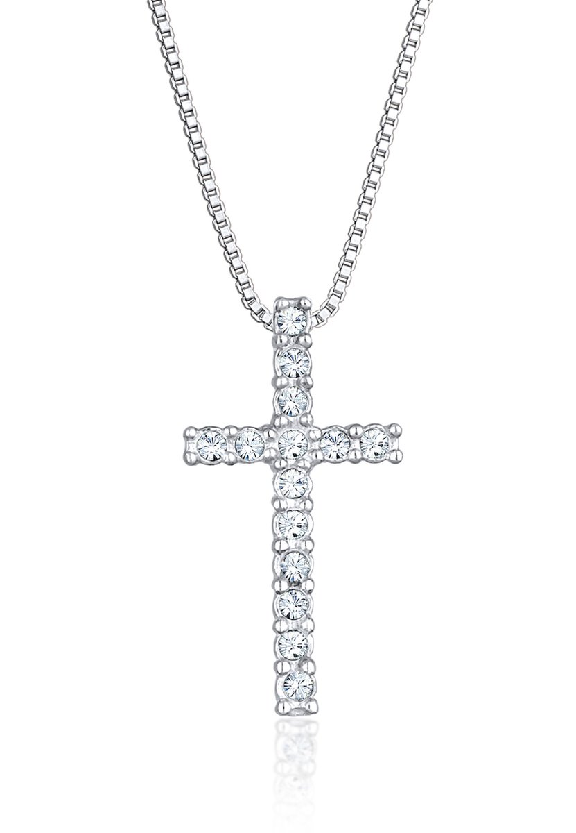 KUZZOI - Halsketting - Heren kruis hanger religie met kristallen in 925 sterling zilver - Heren