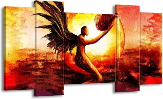 Canvas schilderij Engel | Geel, Oranje, Rood |