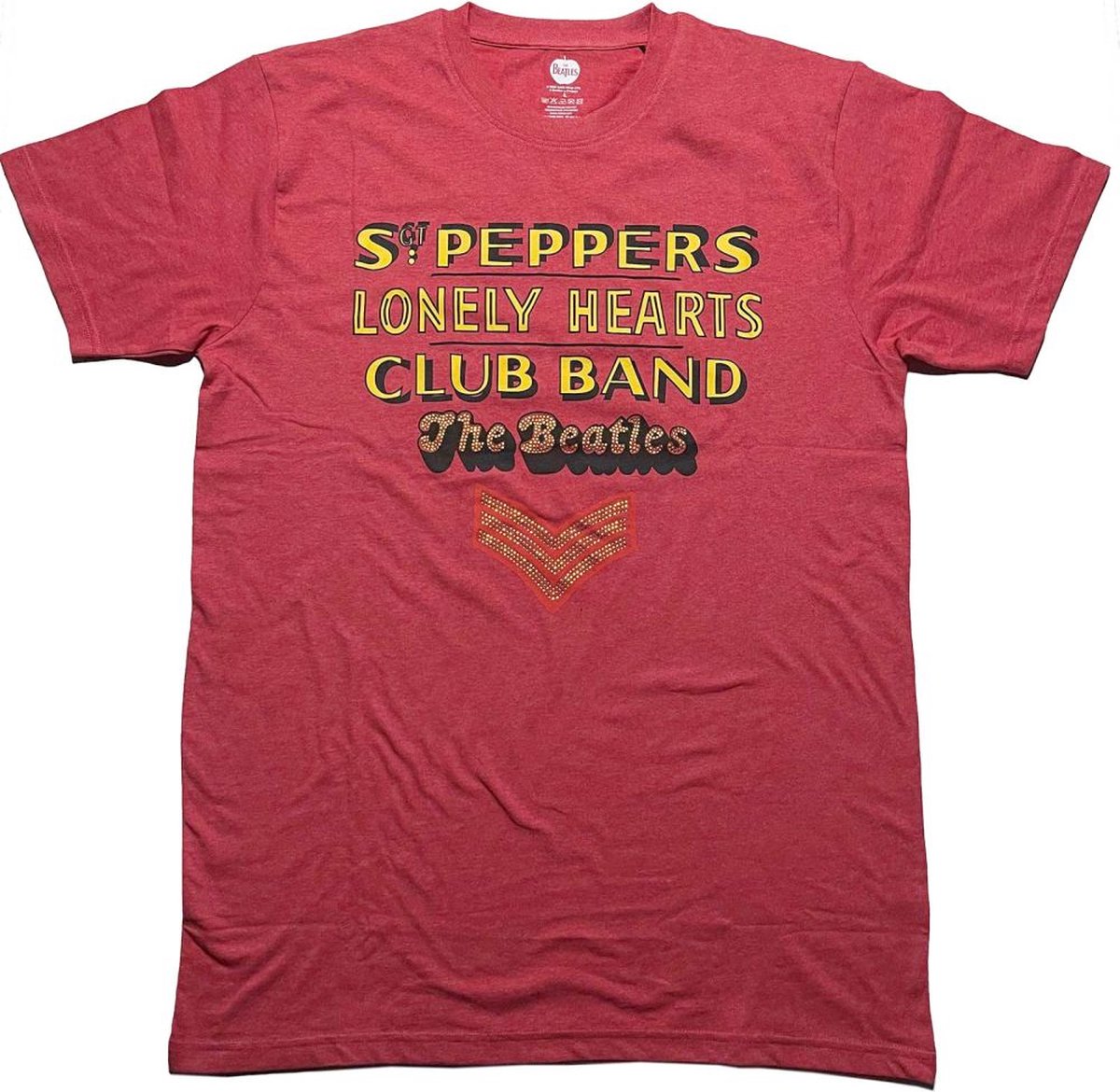 The Beatles - Sgt Pepper Stacked Heren T-shirt - XL - Rood