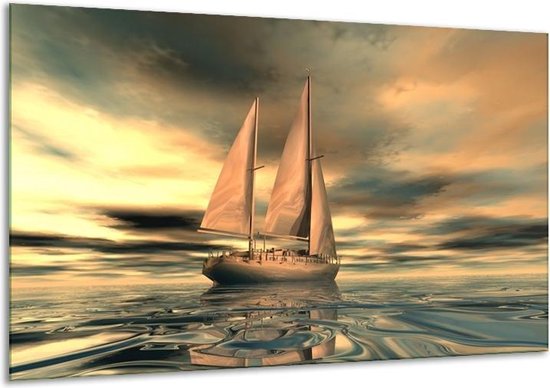 een Luchtvaartmaatschappijen olie Schilderij Op Canvas Zeilboot - Geel, Wit, Grijs - 120x70cm 1Luik - Foto Op  Canvas -... | bol.com