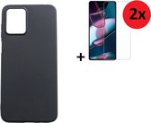 MoDo hoesje geschikt voor Motorola Moto G13/ G23 - Siliconen/TPU/Kunststof Back Cover - Zwart met 2x screenprotector