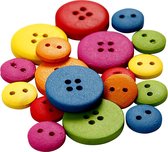 Houten knopen, d 12-20 mm, 2-4 gaten, diverse kleuren, 360 stuk/ 1 doos