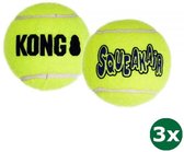 Kong squeakair tennisbal geel met piep 3x Small 5 cm 3 st