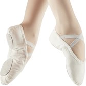 Dancer Dancewear® Balletschoenen meisje wit | Canvas balletschoen | ‘StretchLight’ | Splitzool van Suède | Maat 39