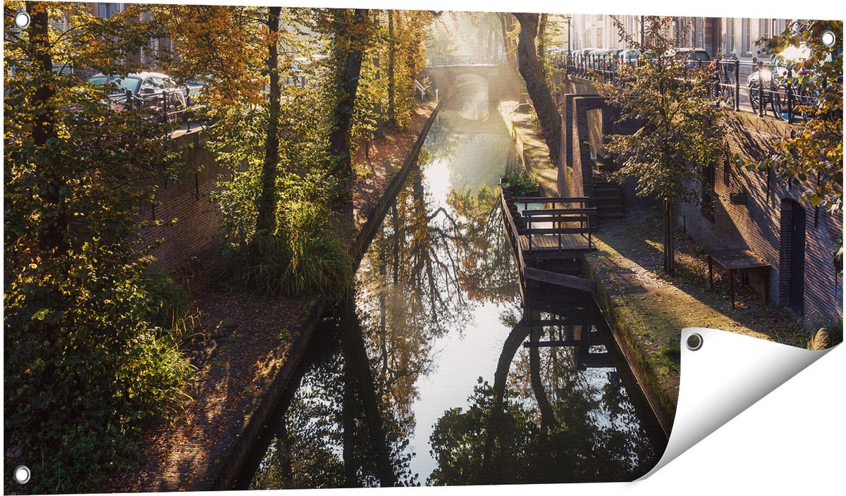 Gards Tuinposter Nieuwe Gracht in Utrecht - 100x50 cm - Tuindoek - Tuindecoratie - Wanddecoratie buiten - Tuinschilderij Multikleur
