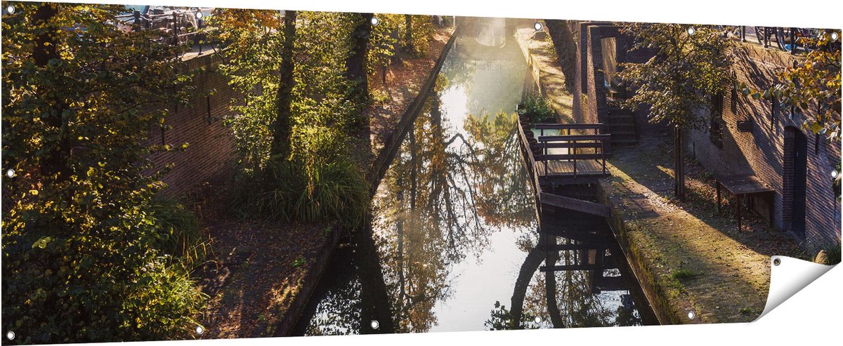 Gards Tuinposter Nieuwe Gracht in Utrecht - 210x70 cm - Tuindoek - Tuindecoratie - Wanddecoratie buiten - Tuinschilderij Multikleur