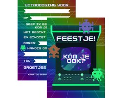 METIWA - Uitnodiging Kinderfeestje Game - 10 stuks - Uitnodigingskaarten - Uitnodiging Verjaardag - Uitnodiging Kinderfeestje Game - Uitnodiging Game