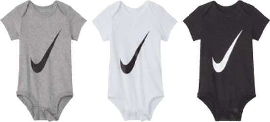 Nike 3-Piece Set – Pasgeboren Babyset – 3 Body’s – Zwart/Wit/Grijs – 6 tot 12 Maanden